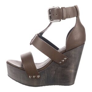 AllSaints Rotchko Strappy Wedge Platform Sandal Genuine Leather High Heel Sz39